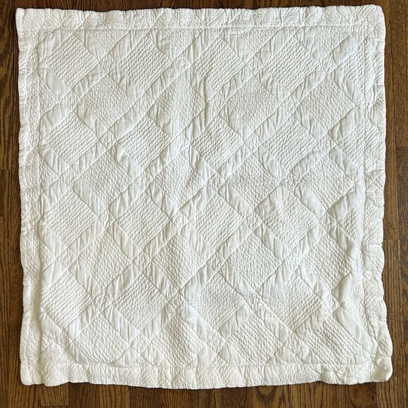 Pottery Barn Pillow Sham Square White Cotton Textured 26" x 26" Euro